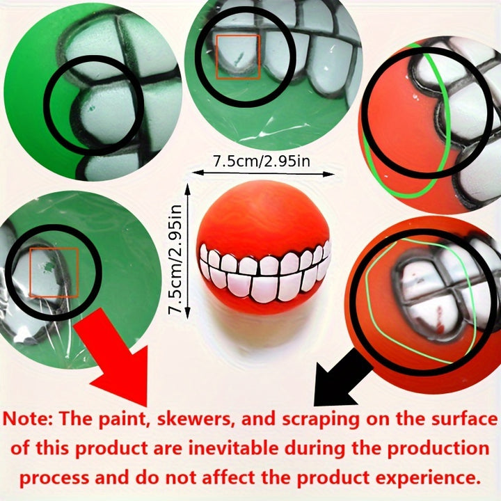 1pc Assorted Varieties Teeth Pattern Dog Chew Ball Toys, Tough Squeaky Dog Grinding Teeth Toys