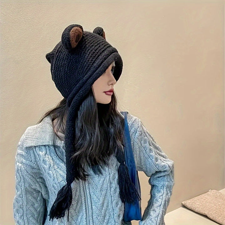 Frog Knitted Beanie Hat Lovely Frog Ear Protection Hat Winter Warm Hat Cartoon Earflap Knitted Headband Cap