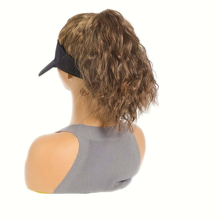 Versatile Blonde Ponytail Wig Cap for Women - High-Temperature Synthetic Hair with Rose Net, Elastic Band, and Visor Hat Attachment - Perfect for Everyday Use, Versatile Hair Solution|Textured Hairpiece|Secure Fit Design