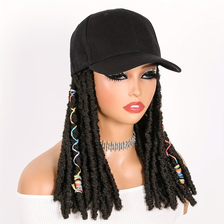 Hat Wigs 12 Inch Dreadlock Wigs With Black Baseball Cap Synthetic Fiber Dreads Hair Extensions With Hat Attatched For Women