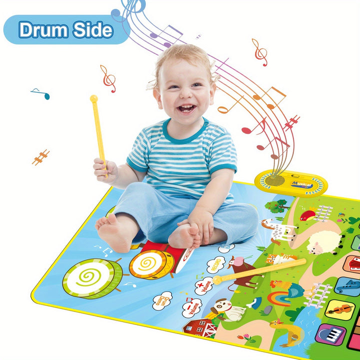 🧠 Educational & Fun.
Interactive Music Mat for Kids
Boost creativity with this musical mat featuring 8 animal sounds, a piano keyboard, and real drum play! Fun, safe & perfect for toddlers.