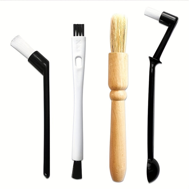 [Popular Choice] 5pcs Coffee Machine Cleaning Brush Set with Wooden Handle, Portable Manual Grinder and Head Brushes for Kitchen/Living Room/Patio - No Power Needed