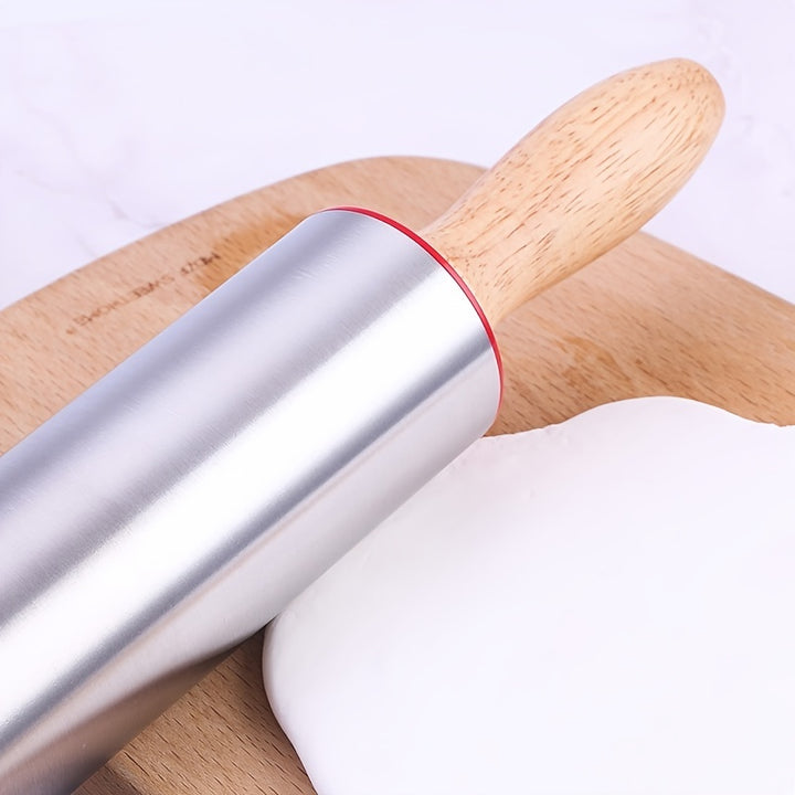 1pc, Non-Stick Stainless Steel Pizza Dough Roller - Perfect for Rolling Out Pizza, Cookies, and Bread - Easy to Clean and Durable Kitchen Accessory