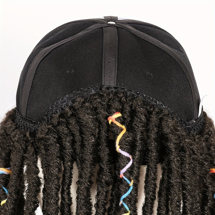 Hat Wigs 12 Inch Dreadlock Wigs With Black Baseball Cap Synthetic Fiber Dreads Hair Extensions With Hat Attatched For Women