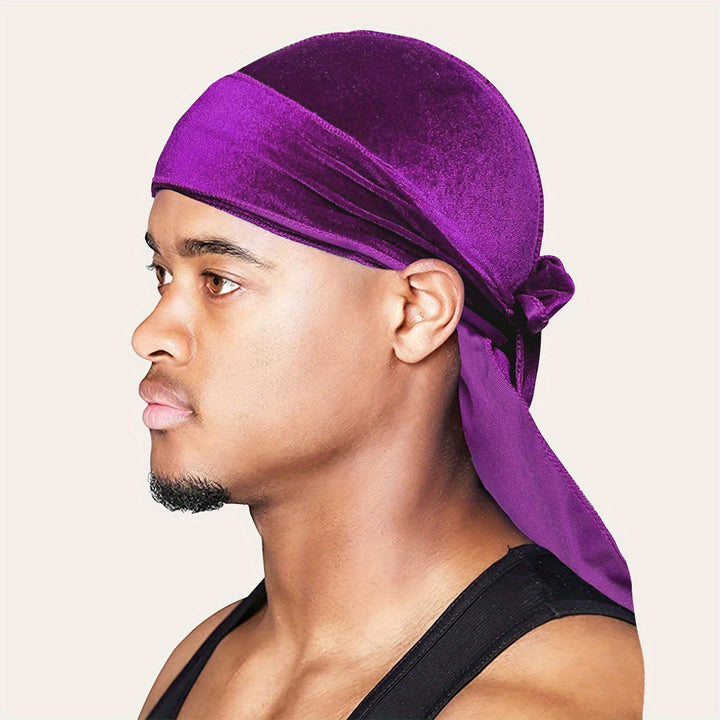 Velvet Durags for Men and Women - Soft and Comfortable Shower Cap with Long Tail and Wide Straps - Perfect for Protecting Hair and Styling - Bathroom Accessories