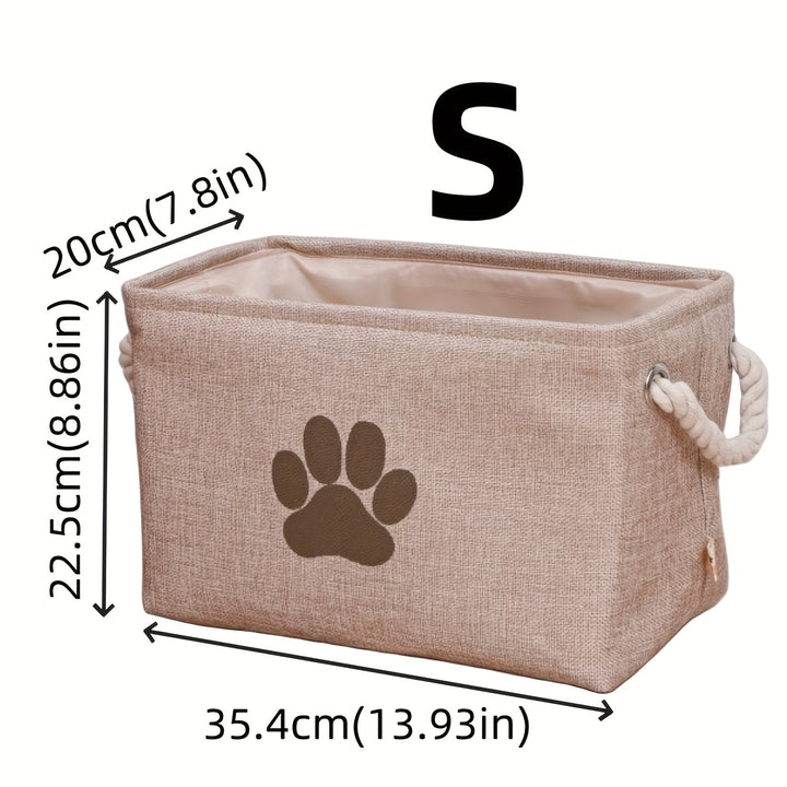 Rectangle Pet Storage Basket - Collapsible Fabric Organizer with Sturdy Rope Handle for Toys, Cloth, and Accessories - Space-Saving, Portable, and Easy to Clean