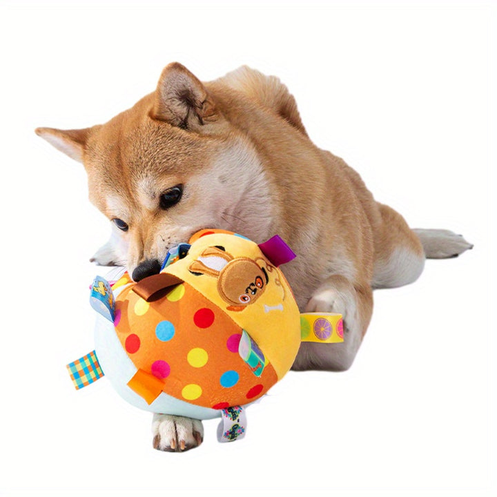 [Aggressive Chewers Interactive Ball Toy] Interactive Ball Dog Toy for Aggressive Chewers Training Decompress Bite voice Resistant Plush Handle Dog Toys with Bells  pet toy Pet Supplies