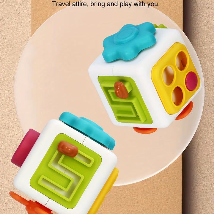Activity Cube, Suitable For Children's Busy Cube, Baby Sensory Busy Travel Learning Toys, 6-in-1 Montessori Early Childhood Education Learning Toys, Autism Development Game Center-color Random