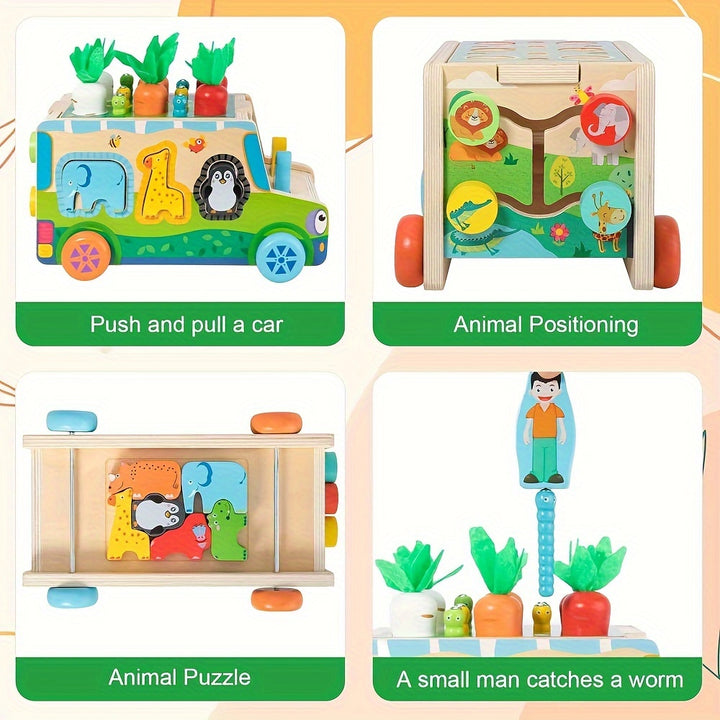 Montessori Wooden Shape Sorting Toys for Kids: Farm Animals & Vegetables Blocks, Educational Gift for 3-5 Year Olds
