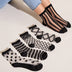 5 Pairs Lace Semi-Sheer Crew Socks, Cute & Comfortable Mesh Stockings, Women's Socks & Hosiery