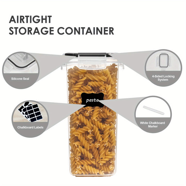 9Pcs Airtight Food Storage Containers With Lids, BPA Free, Plastic Kitchen And Pantry Canisters For Cereal, Dry Food, Flour And Sugar, Dishwasher Safe