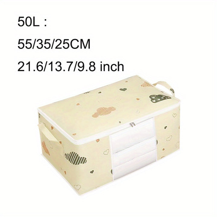 Large Capacity Clothes Storage Bag with Reinforced Handles, Thick Fabric, Suitable for Quilts, Blankets, Bedding, Foldable with Sturdy Zipper, Transparent Window, Storage Bins for Home Organization, Baskets, Bins & Containers