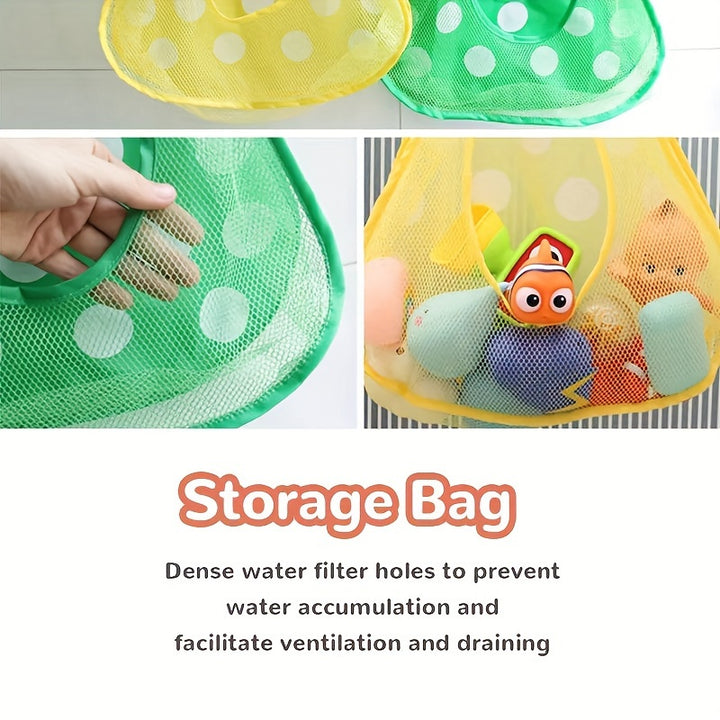 1Pc/2pcs Kawaii Animal Design Mesh Toys Storage Hanging Bag, Versatile Bathroom Wall Mounted Organizer