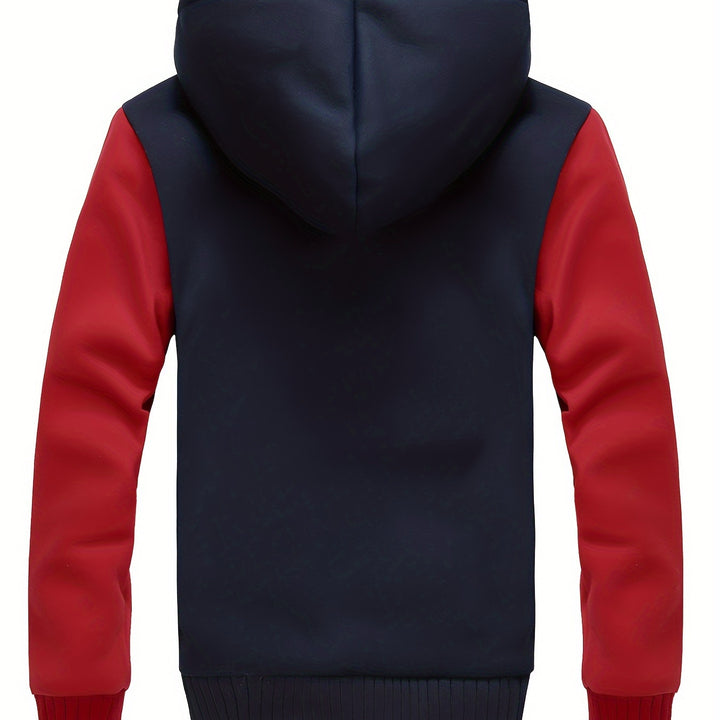 Men'S Winter Thick And Padded Warm Zip Up Hooded Jacket