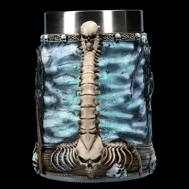 1pc Death Coffee Mug - 20oz 304 Stainless Steel Resin Coffee Cup with Horror Grim Reaper Design, Perfect for Summer and Winter Drinks, Home Kitchen Item, Birthday and Halloween Gift
