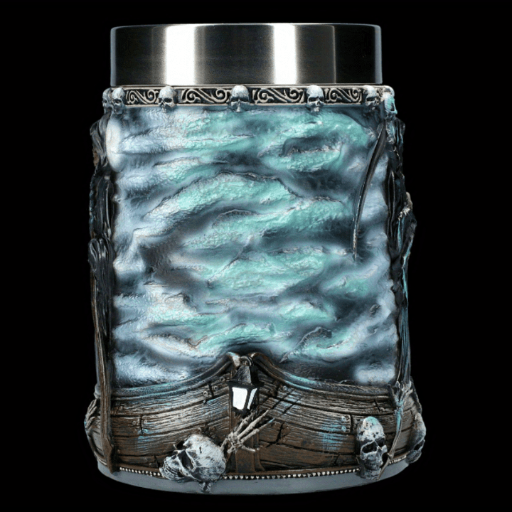 1pc Death Coffee Mug - 20oz 304 Stainless Steel Resin Coffee Cup with Horror Grim Reaper Design, Perfect for Summer and Winter Drinks, Home Kitchen Item, Birthday and Halloween Gift