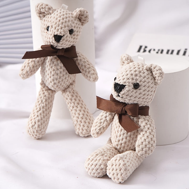1pc 15cm/5.9in Bear Stuffed Plush Toys, Cute Dress Key Pendant, Dolls, Gifts, Birthday Wedding Party Decor easter gift Christmas, Halloween Gift