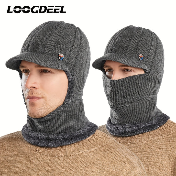 Winter 2 In 1 Set, Balaclava Neck Warmers Knitted Hat Beanie Face Cover Cap For Men And Women, Ear Protection Knitted Hat Neck Cover