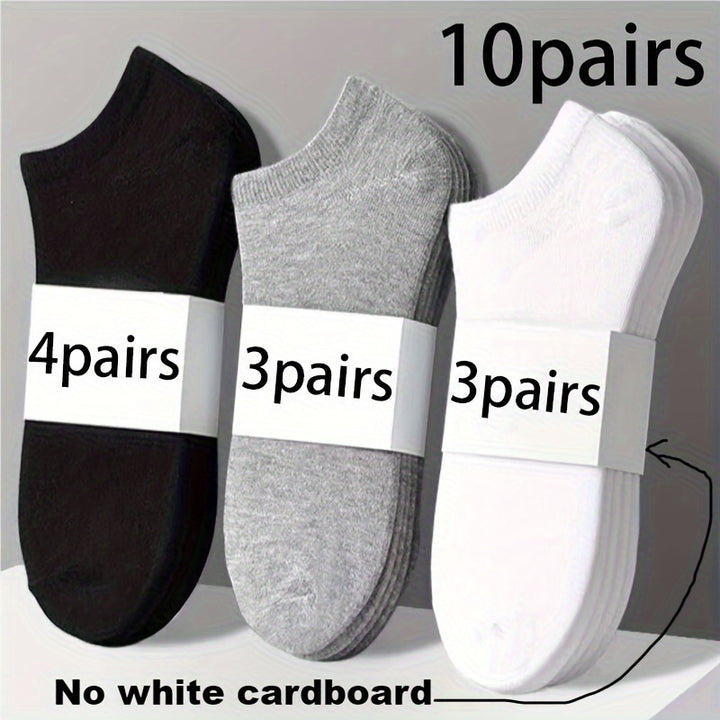 3/5/10 Pairs Men's Cotton Blend Plain Color Breathable Sweat Resistant Anti-odor No Show Socks