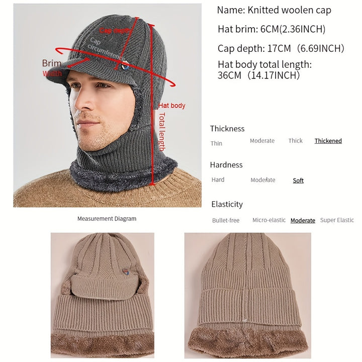 Winter 2 In 1 Set, Balaclava Neck Warmers Knitted Hat Beanie Face Cover Cap For Men And Women, Ear Protection Knitted Hat Neck Cover