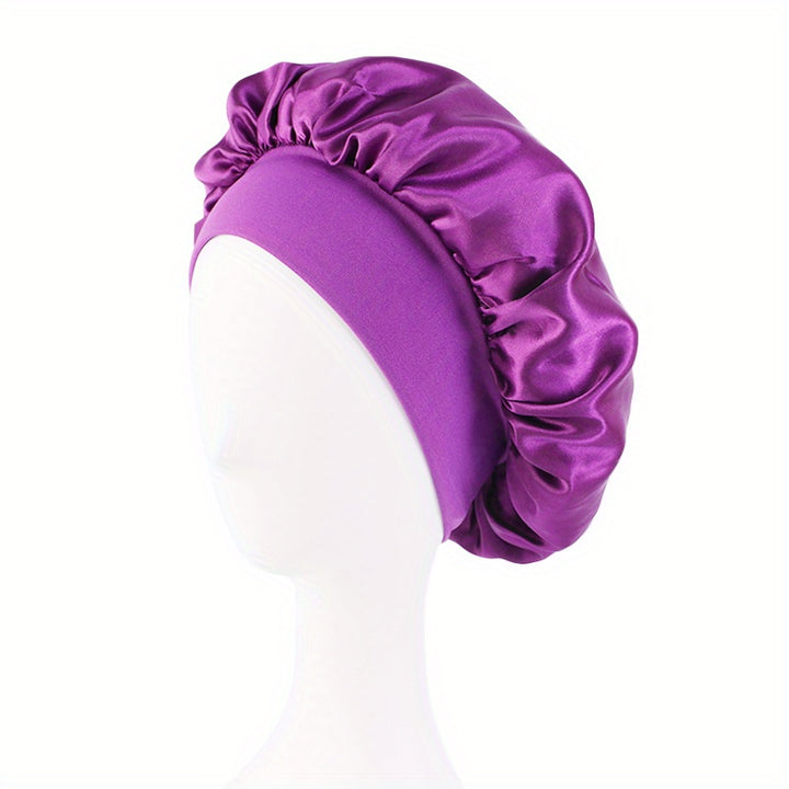 Elastic Band Satin Bonnet - Silky, Extra Large, For Night, Bath, Brimmed Hat, Soft and Comfortable