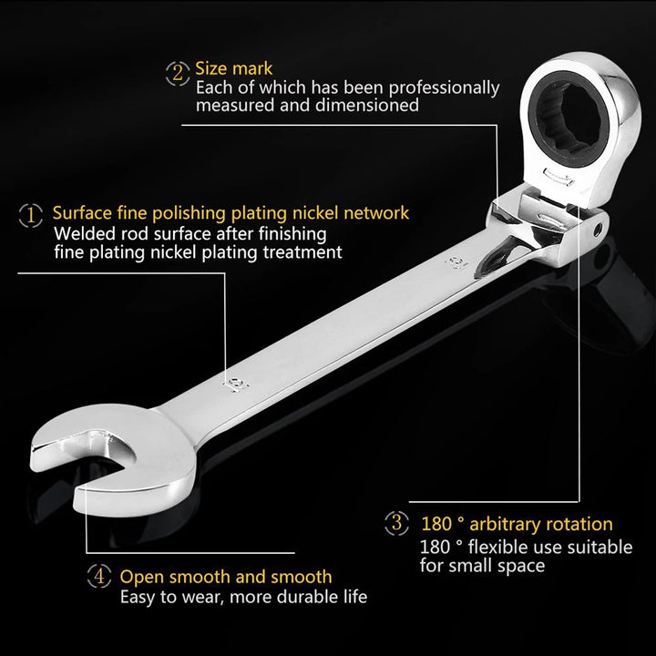 1pc/12pcs, Ratchet Wrench With Flexible Head, Dual-use Ratchet Tool Automotive Hand Tool Ratchet Wrench