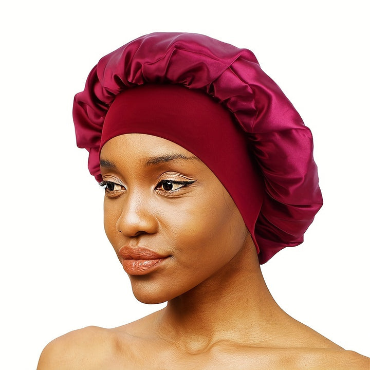 Elastic Band Satin Bonnet - Silky, Extra Large, For Night, Bath, Brimmed Hat, Soft and Comfortable