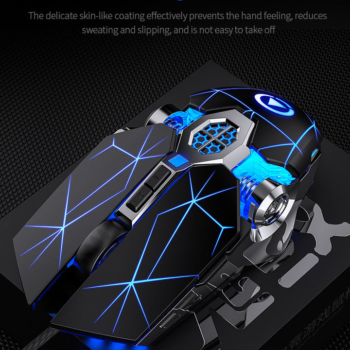 [Silvery Gaming Mouse] Silent Wired Mouse for E-Sports Gaming, Silvery Carved | Macro for Desktops and Laptops, Sound Chicken-Eating Mouse