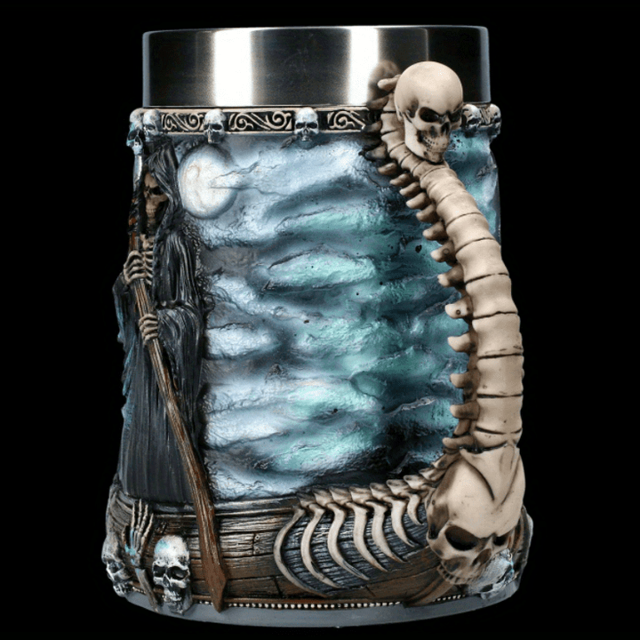 1pc Death Coffee Mug - 20oz 304 Stainless Steel Resin Coffee Cup with Horror Grim Reaper Design, Perfect for Summer and Winter Drinks, Home Kitchen Item, Birthday and Halloween Gift