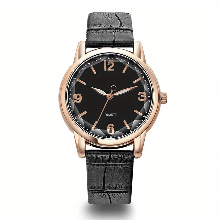 Elegant Women's Quartz Watch - Genuine Leather Strap, Water-Resistant, Versatile for All Occasions