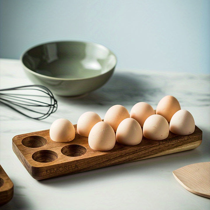 1pc Multi-Compartment Wooden Egg Storage Box - Kitchen Cooking Organizer for Eggs and More