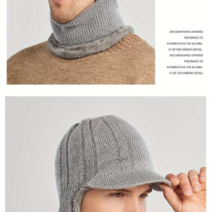 Winter 2 In 1 Set, Balaclava Neck Warmers Knitted Hat Beanie Face Cover Cap For Men And Women, Ear Protection Knitted Hat Neck Cover
