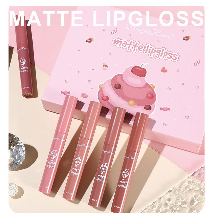 6 Pcs Lip Glaze Lipstick 6 Sets Non Stick Cup Nude Skin Color Lip Gloss Cute Set Box Long Lasting Non Stick Cup Does Not Fade Waterproof Lip Gloss Lipstick Gel, Valentine's Day Gifts For Women