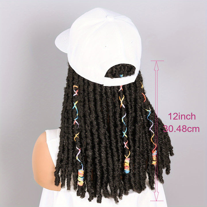 Hat Wigs 12 Inch Dreadlock Wigs With Black Baseball Cap Synthetic Fiber Dreads Hair Extensions With Hat Attatched For Women