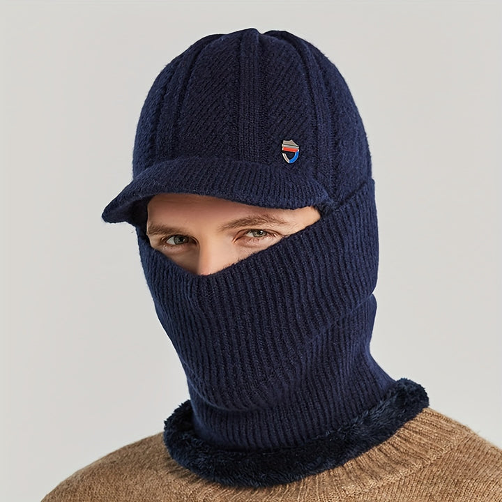 Winter 2 In 1 Set, Balaclava Neck Warmers Knitted Hat Beanie Face Cover Cap For Men And Women, Ear Protection Knitted Hat Neck Cover