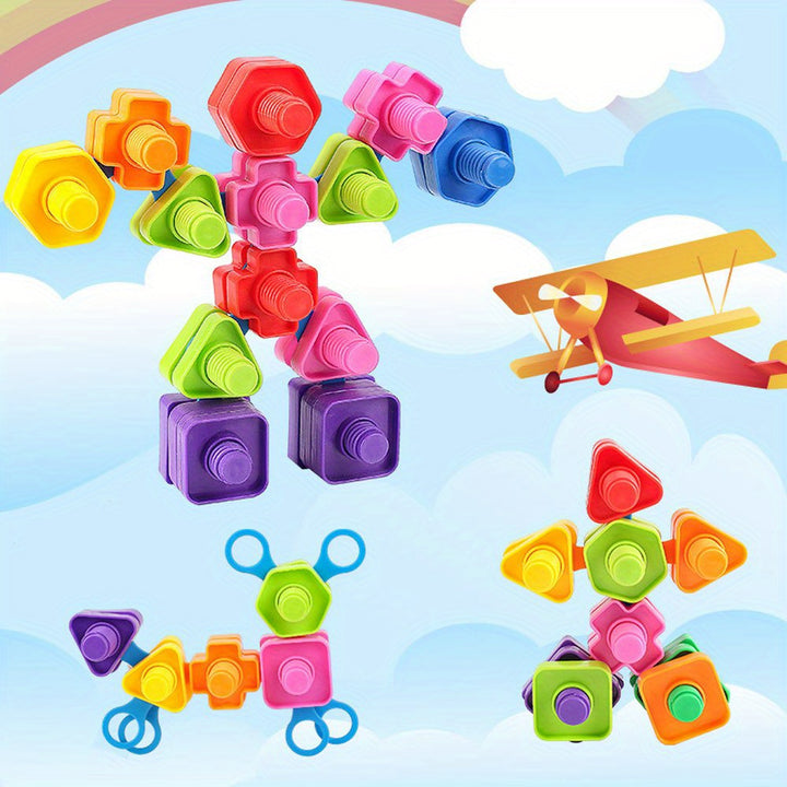 Twist, Build & Learn!
This 20-piece screw and nut building block set is perfect for little hands to develop coordination, fine motor skills, and problem-solving. Made of safe, durable plastic—fun and educational for curious young minds! 🔩🧠🎨