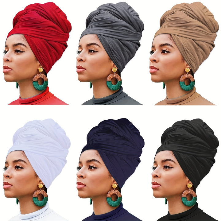 1pc/4pcs Ultra Soft Boho Pleated Head Wrap Turban Cap - Elegant Solid Color, Extra Long, Breathable Head Band Tie for Women