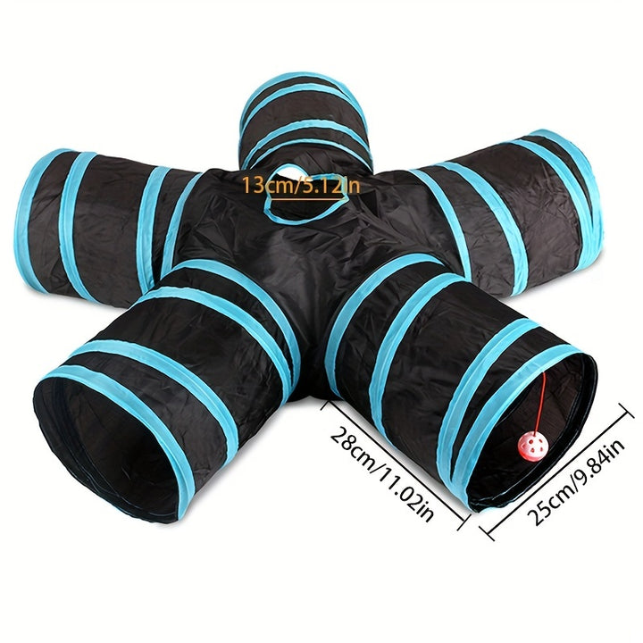 Collapsible Cat Tunnel with Peek Holes
Interactive multi-way tunnel with hanging ball toy—foldable, durable, and perfect for indoor fun with cats, kittens, puppies & small pets.🐈🐕