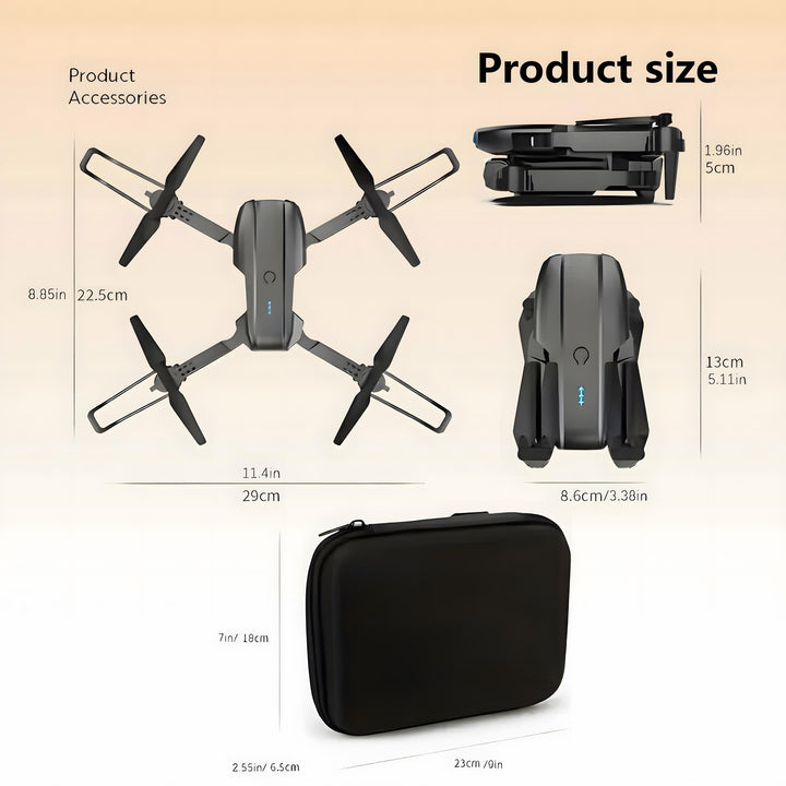 E99 Drone with Dual HD Camera
Affordable and easy to fly, this foldable drone features WiFi FPV, altitude hold, and stable remote control—perfect for kids, beginners, and men’s gifts!