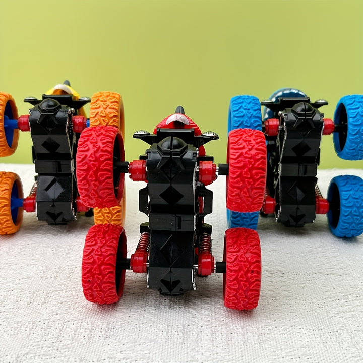 Two-way Inertia Red/Yellow/Blue Dinosaur Toys, Double-sided Flip Driving Drift Vehicle for Boys and Girls Gift