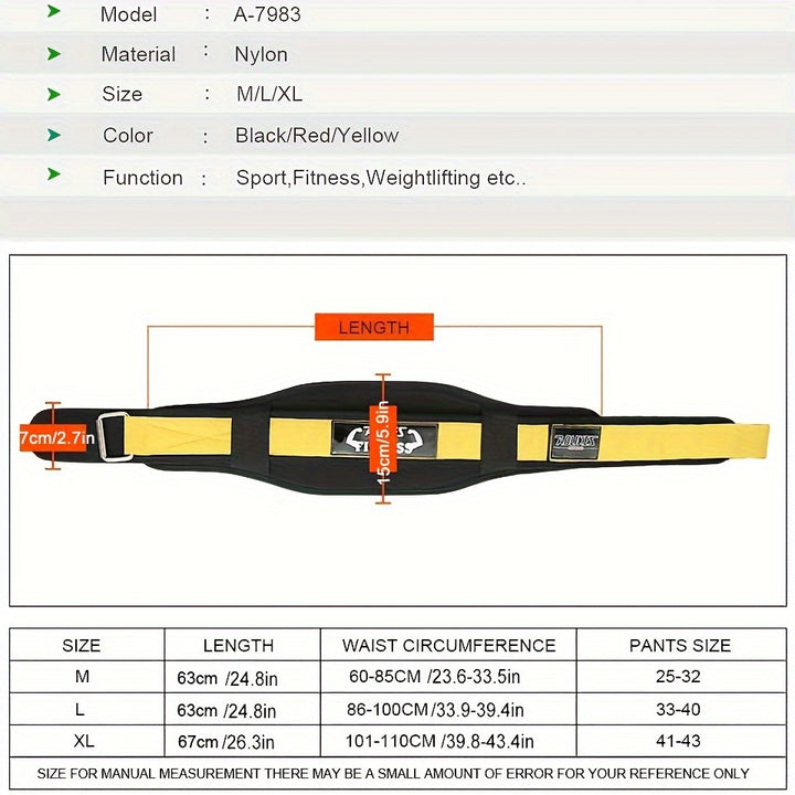 Weightlifting Champion Belt - Unisex Supportive Waist & Back Protector for Weightlifters and Deadlifters, Adjustable 23.6-43.4 Waist Circumference