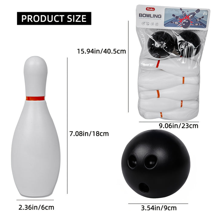 Bowling Ball Toy Set Kids Sports Toys Indoor Outdoor Sports Toys Classic White Style Large Size 10 Bottles 2 Balls