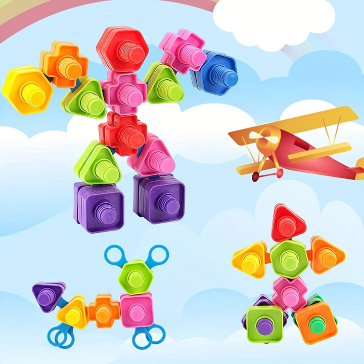Twist, Build & Learn!
This 20-piece screw and nut building block set is perfect for little hands to develop coordination, fine motor skills, and problem-solving. Made of safe, durable plastic—fun and educational for curious young minds! 🔩🧠🎨