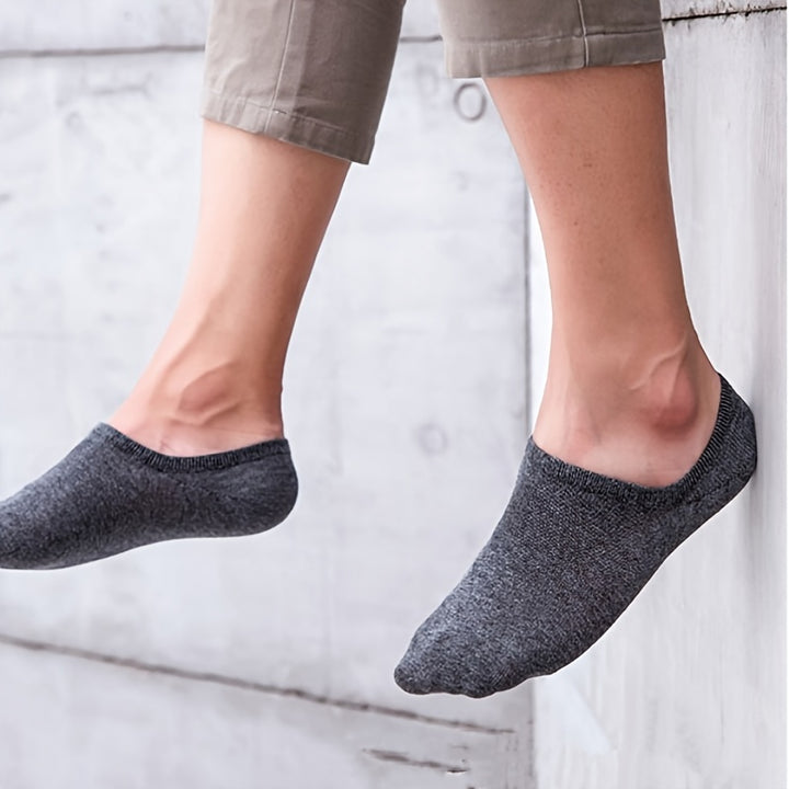 3/5/10 Pairs Men's Cotton Blend Plain Color Breathable Sweat Resistant Anti-odor No Show Socks