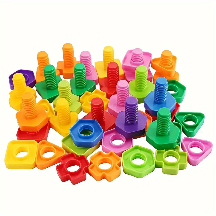 Twist, Build & Learn!
This 20-piece screw and nut building block set is perfect for little hands to develop coordination, fine motor skills, and problem-solving. Made of safe, durable plastic—fun and educational for curious young minds! 🔩🧠🎨