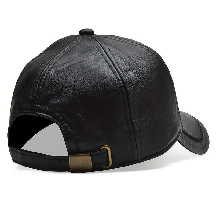 1pc Men's Adjustable PU Leather Baseball Cap - Breathable Summer Casual Hat for Spring/Autumn/Spring Summer, Ideal Gift Choice