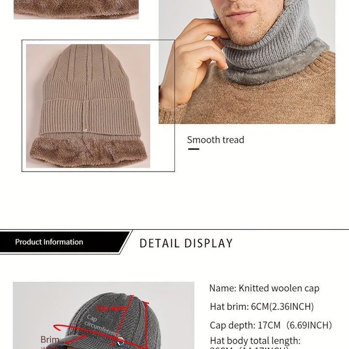Winter 2 In 1 Set, Balaclava Neck Warmers Knitted Hat Beanie Face Cover Cap For Men And Women, Ear Protection Knitted Hat Neck Cover