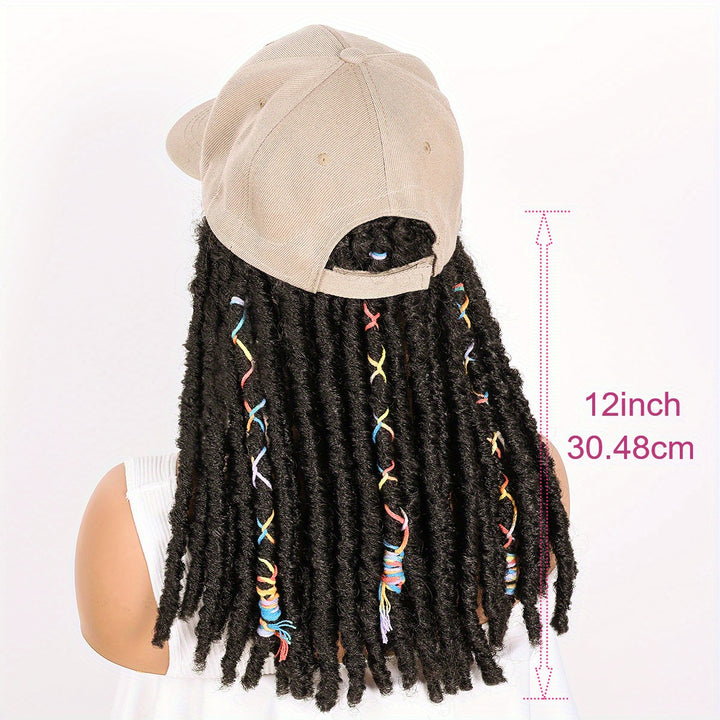 Hat Wigs 12 Inch Dreadlock Wigs With Black Baseball Cap Synthetic Fiber Dreads Hair Extensions With Hat Attatched For Women