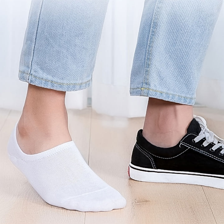 3/5/10 Pairs Men's Cotton Blend Plain Color Breathable Sweat Resistant Anti-odor No Show Socks