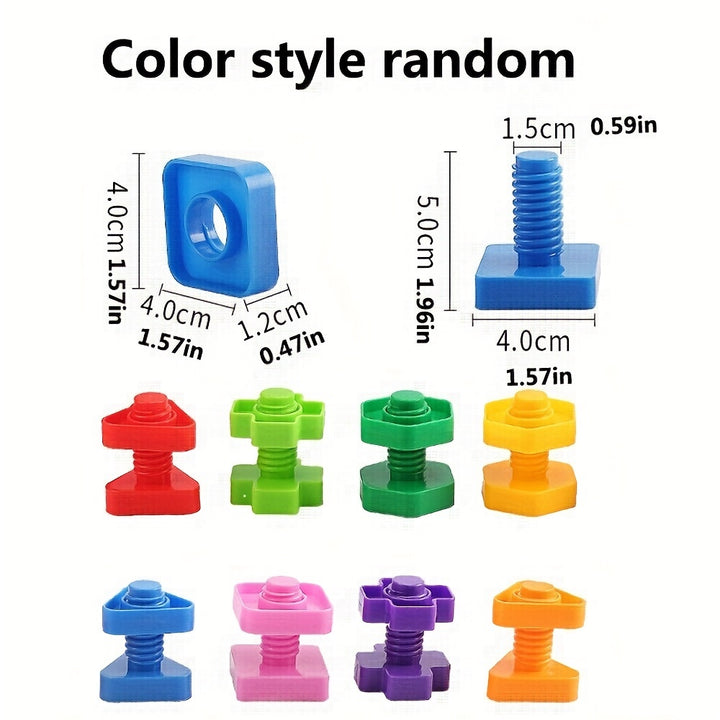 Twist, Build & Learn!
This 20-piece screw and nut building block set is perfect for little hands to develop coordination, fine motor skills, and problem-solving. Made of safe, durable plastic—fun and educational for curious young minds! 🔩🧠🎨